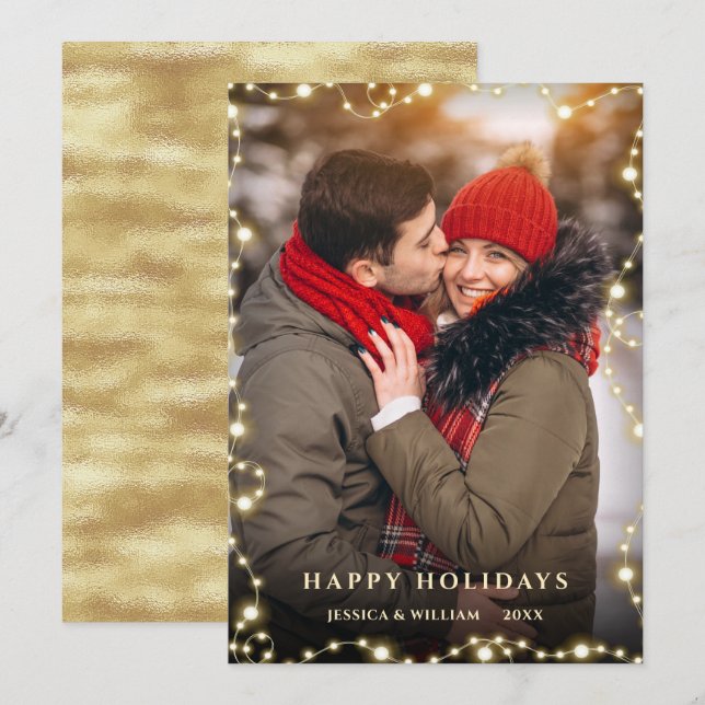 Cartes Pour Fêtes Annuelles Joyeux Noël Éclairage des lumières PHOTO Salutatio (Devant / Derrière)