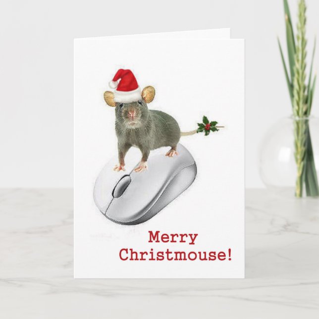Cartes Pour Fêtes Annuelles "Joyeux Noël !" écrase une souris (Devant)