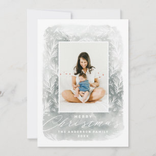 Cartes Pour Fêtes Annuelles Joyeux Noël. Écriture botanique fumée à l'aquarell