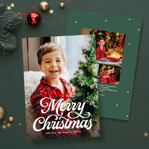 Cartes Pour Fêtes Annuelles Joyeux Noël écriture classique verte photo