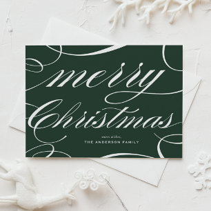 Cartes Pour Fêtes Annuelles Joyeux Noël écriture élégante flourish vert