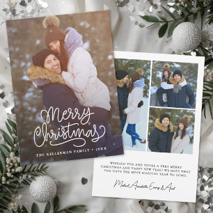 Cartes Pour Fêtes Annuelles Joyeux Noël Écriture Élégante Photo Minimaliste