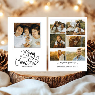 Cartes Pour Fêtes Annuelles Joyeux Noël Écriture Fantaisiste  Famille 7 Photos