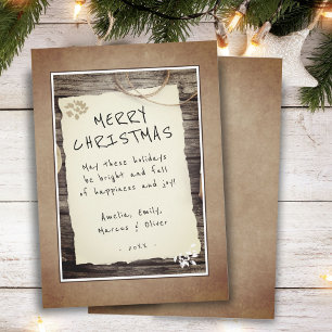 Cartes Pour Fêtes Annuelles Joyeux Noël écriture papier vieux bois rustique