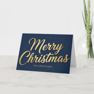 Cartes Pour Fêtes Annuelles Joyeux Noël écriture rétro bleu minuit