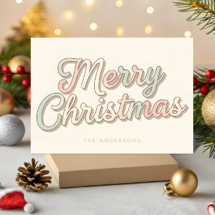 Cartes Pour Fêtes Annuelles Joyeux Noël écriture Rétro Pastel