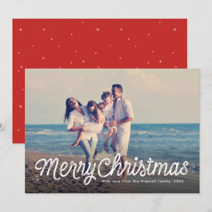 Cartes Pour Fêtes Annuelles Joyeux Noël écriture rétro simple une photo