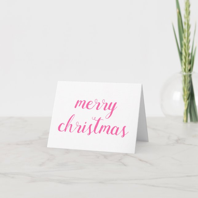 Cartes Pour Fêtes Annuelles Joyeux Noël écriture rose (Devant)