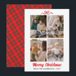 Cartes Pour Fêtes Annuelles Joyeux Noël Écriture Rouge Élégant 4 Collage Photo<br><div class="desc">Une carte de vacances sophistiquée avec une belle écriture rouge au pinceau et une disposition en grille propre pour quatre photos. L'équilibre parfait entre la typographie moderne et les éléments festifs traditionnels pour vos salutations familiales.</div>
