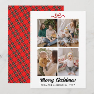 Cartes Pour Fêtes Annuelles Joyeux Noël écriture rouge élégante 4 Collage phot