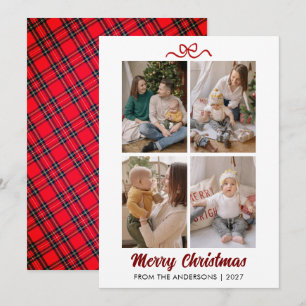 Cartes Pour Fêtes Annuelles Joyeux Noël écriture rouge élégante 4 Collage phot