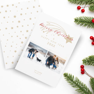 Cartes Pour Fêtes Annuelles Joyeux Noël Effet Doré Collage Étoile de Noël