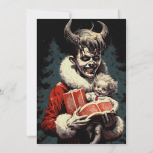 Cartes Pour Fêtes Annuelles Joyeux Noël Éffrayant Horreur Devil Boy