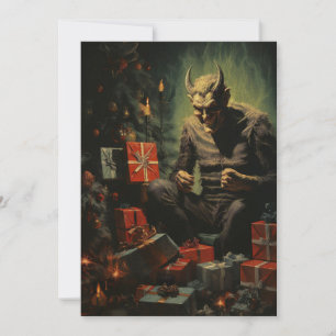 Cartes Pour Fêtes Annuelles Joyeux Noël Éffrayant Horreur Devil Père Noël