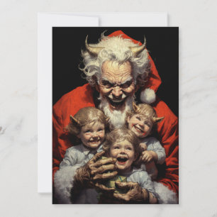 Cartes Pour Fêtes Annuelles Joyeux Noël Éffrayant Horreur Devil Père Noël