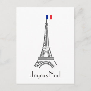 Cartes Pour Fêtes Annuelles Joyeux Noel Eiffel Tower French Christmas Postcard