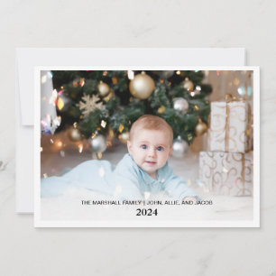 Cartes Pour Fêtes Annuelles Joyeux Noël élégant 2024 Photo de houx et de baies