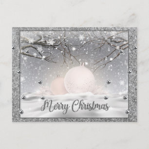 Cartes Pour Fêtes Annuelles Joyeux Noël élégant argent, vacances heureuses