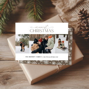 Cartes Pour Fêtes Annuelles Joyeux Noël Élégant Bande 3 Photos Boue 