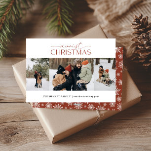 Cartes Pour Fêtes Annuelles Joyeux Noël Élégant Bande 3 Photos Orange