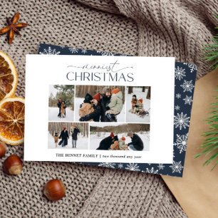 Cartes Pour Fêtes Annuelles Joyeux Noël Élégant Collage de 5 photos BLEU