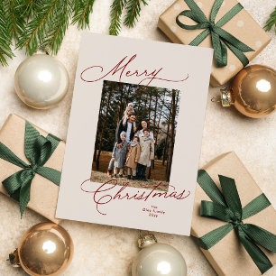 Cartes Pour Fêtes Annuelles Joyeux Noël élégant écriture rouge photo