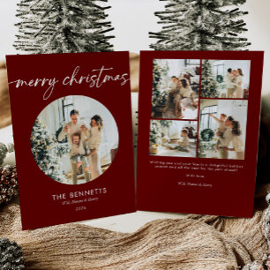Cartes Pour Fêtes Annuelles Joyeux Noël élégant en écriture rouge multi-photo