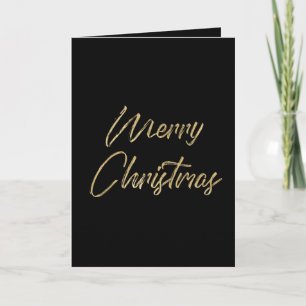 Cartes Pour Fêtes Annuelles Joyeux Noël Elegant Faux Gold Foil et Noir