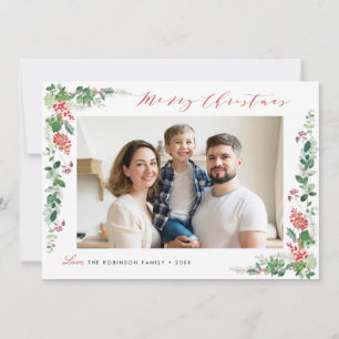 Cartes Pour Fêtes Annuelles joyeux Noël élégant feuillage d'hiver