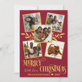 Cartes Pour Fêtes Annuelles Joyeux Noël Elegant Gold Photo Collage