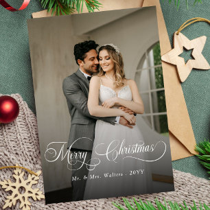 Cartes Pour Fêtes Annuelles Joyeux Noël Élégant Overlay de Photo avec Écriture