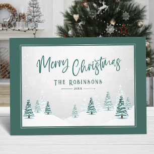 Cartes Pour Fêtes Annuelles Joyeux Noël Elégant Pays Hiver Art Scène