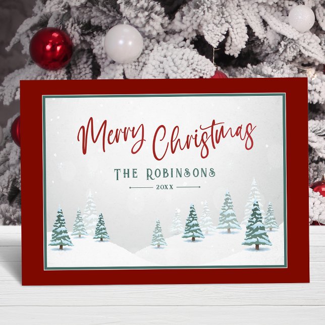 Cartes Pour Fêtes Annuelles Joyeux Noël Elégant Pays Hiver Art Scène (Available in high quality print or digital download for quick text messaging, email or self print.)