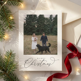 Cartes Pour Fêtes Annuelles Joyeux Noël Élégant Photo De Famille Et D'Animal D
