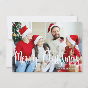 Cartes Pour Fêtes Annuelles Joyeux Noël Élégant Photo de Famille Personnalisée