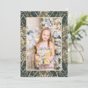 Cartes Pour Fêtes Annuelles Joyeux Noël Élégant Photo Réaliste Doré