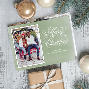 Cartes Pour Fêtes Annuelles Joyeux Noël Elegant Photo Vert