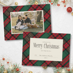 Cartes Pour Fêtes Annuelles Joyeux Noël Elégant Plaid Photo Famille
