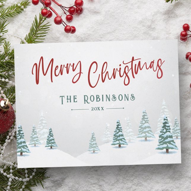 Cartes Pour Fêtes Annuelles Joyeux Noël élégant rustique Country Winter Tree (Créateur téléchargé)