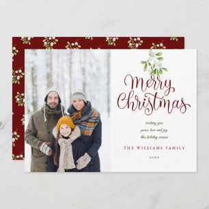 Cartes Pour Fêtes Annuelles Joyeux Noël Elegant S Mistletoe Photo de famille