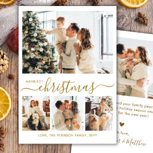 Cartes Pour Fêtes Annuelles Joyeux Noël élégant Script Or 4 Photo 