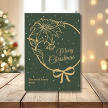 Joyeux Noël élégant vert Poinsettia plié
