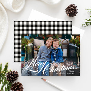 Cartes Pour Fêtes Annuelles Joyeux Noël Élégante Calligraphie Script Photo