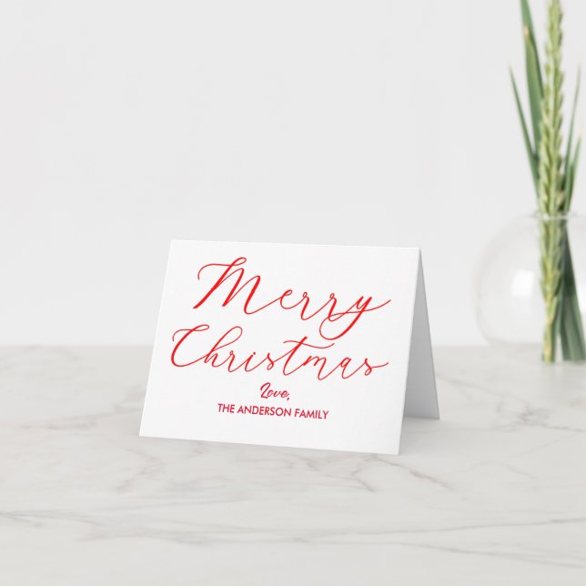 Cartes Pour Fêtes Annuelles Joyeux Noël Élégante Calligraphie Script Vacances (Devant)
