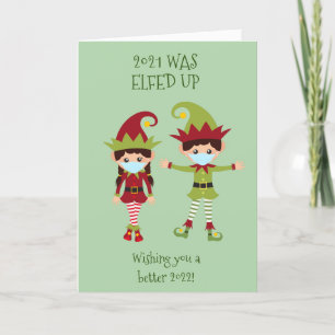 Cartes Pour Fêtes Annuelles Joyeux Noël Elfed Up Funny Visage Masque 2021