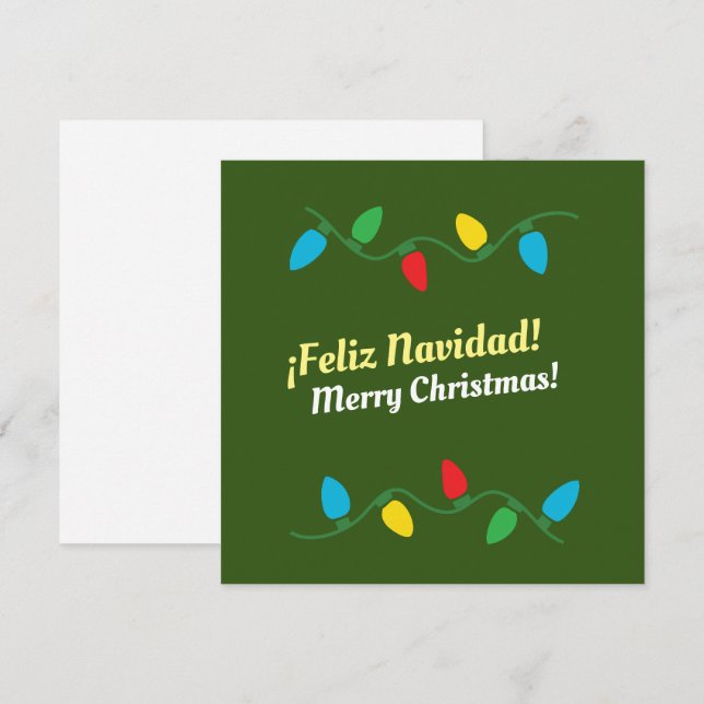Cartes Pour Fêtes Annuelles "Joyeux Noël" en anglais et espagnol Vacances Ca (Devant / Derrière)