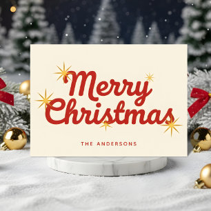 Cartes Pour Fêtes Annuelles Joyeux Noël en écriture Midcentury Starburst