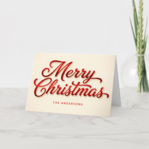 Cartes Pour Fêtes Annuelles Joyeux Noël en écriture rétro rouge velours