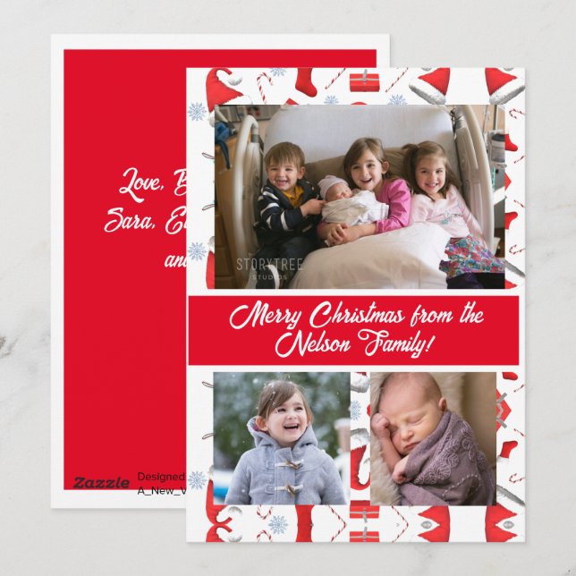 Cartes Pour Fêtes Annuelles Joyeux Noël en famille (Devant / Derrière)