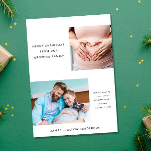 Cartes Pour Fêtes Annuelles Joyeux Noël en famille grandissante Photo attendue